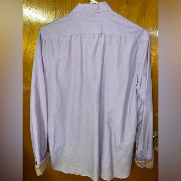 Burberry Men’s Button Down with Check Cuff in Light Purple - Picture 5 of 7